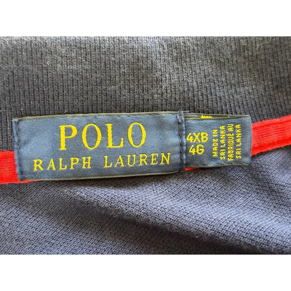 Polo Ralph Lauren Polo Shirt Mens Big 4XB Blue Stripe Rugby Big Pony Crest